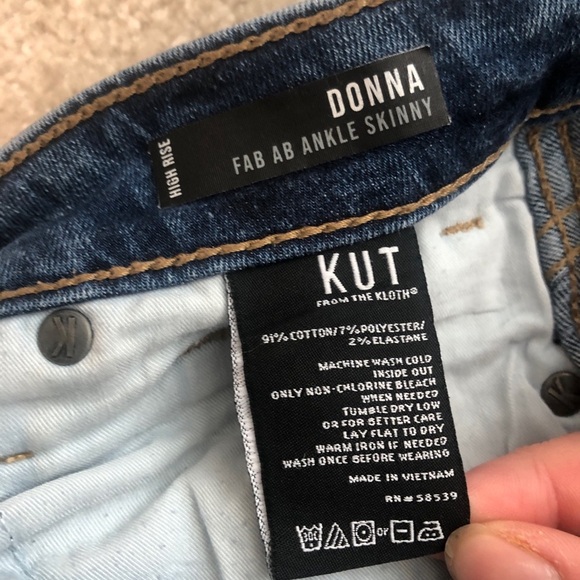 Kut From The Kloth Donna Fab Ab High Waist Raw Hem Ankle Skinny Jeans Size 10 - Picture 10 of 13